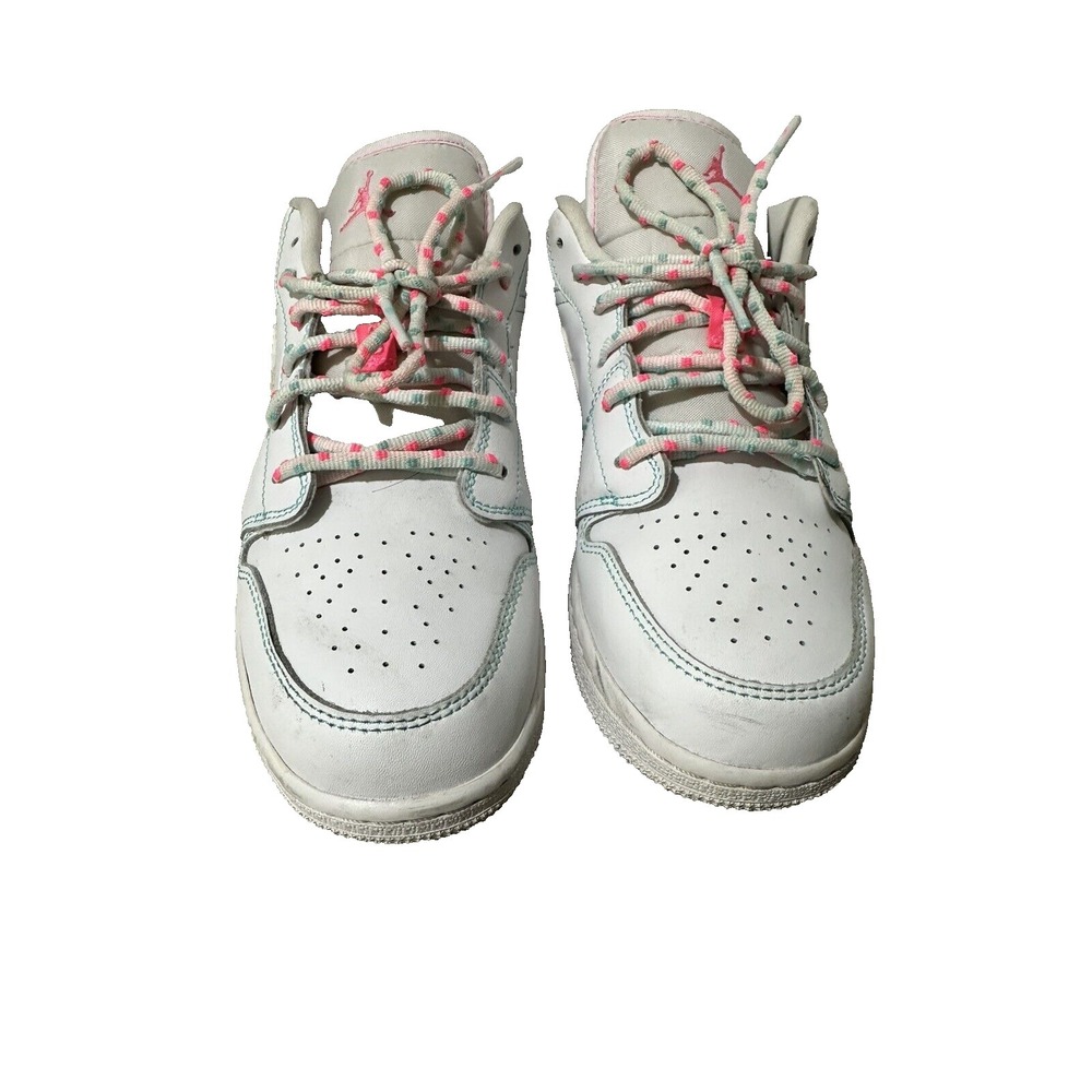 Air‎ Jordan 1 Girl's GS Low Top Aurora White Colorful Shoestring Sz. 7 Youth